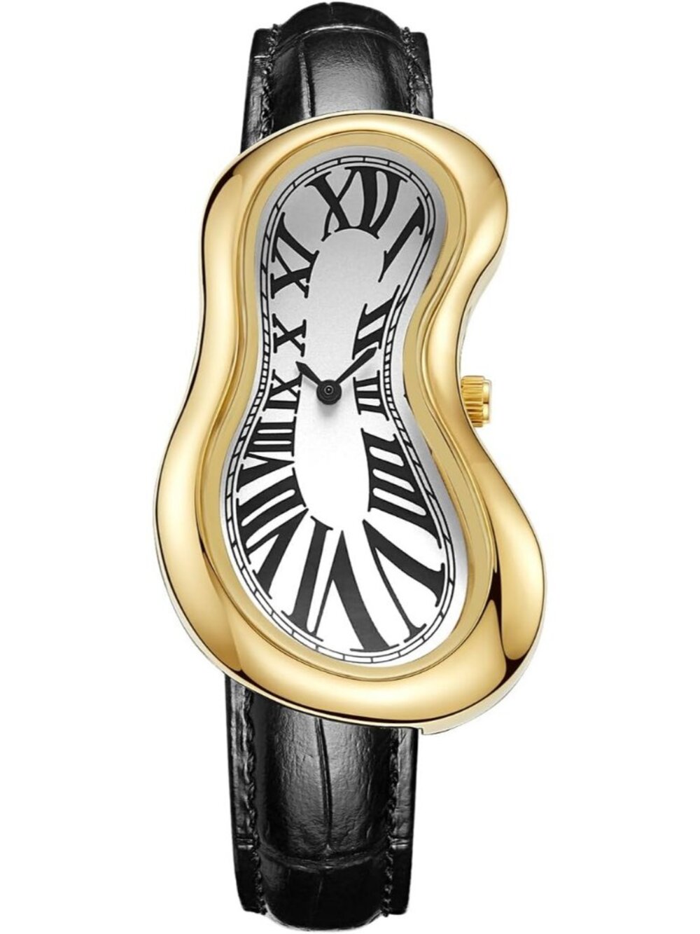 Men's Gold Surreal Art Stainless Steel with Roman Numerals Dress Wrist Watch